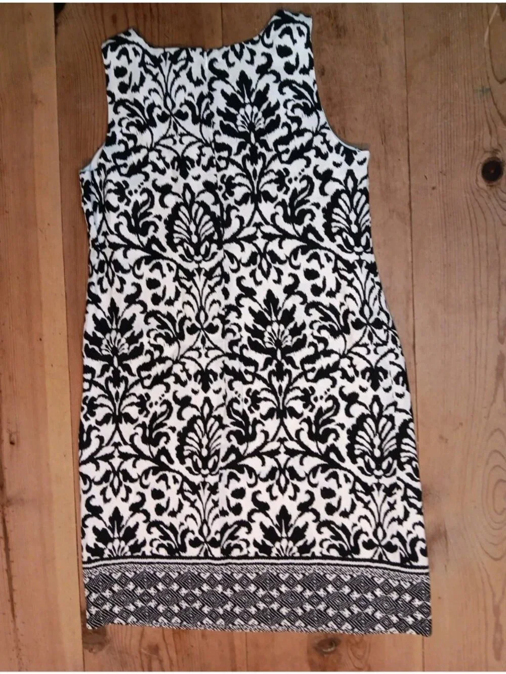 Tyler Boe 100% Linen Shift Dress Womens L Black Damask Boho Print Sleeveless NWT - Picture 6 of 10